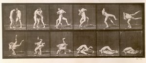 2人の男のレスリング、「動物の移動」からのプレート347、1887 作： Eadweard Muybridge